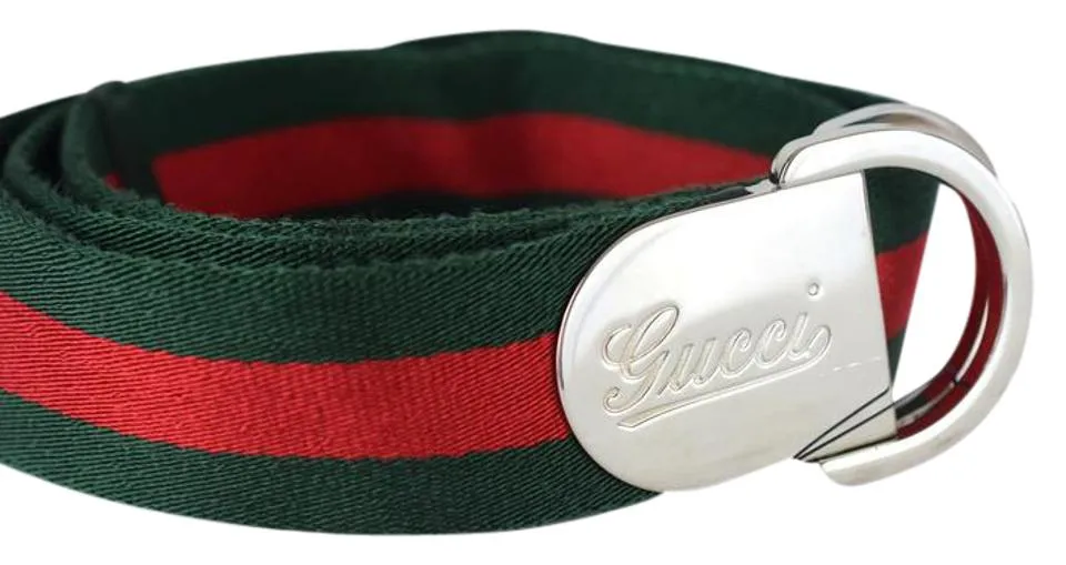 Gucci Web Belt with Gucci Buckle in Green