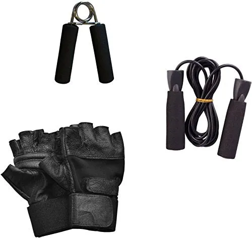HASHTAG FITNESS Leather 30kg, Gym Equipment's Set (Black)