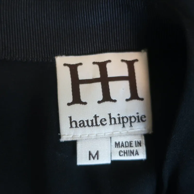 Haute Hippie Draped Mini Skirt Black Silk Size Medium