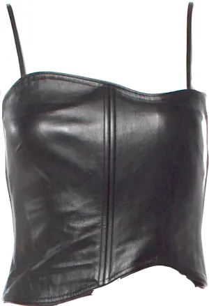 Helmut Lang Black Lambskin Leather Square Neckline Bustier Top