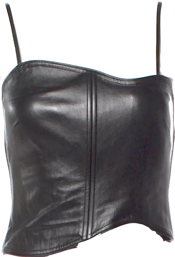 Helmut Lang Black Lambskin Leather Square Neckline Bustier Top