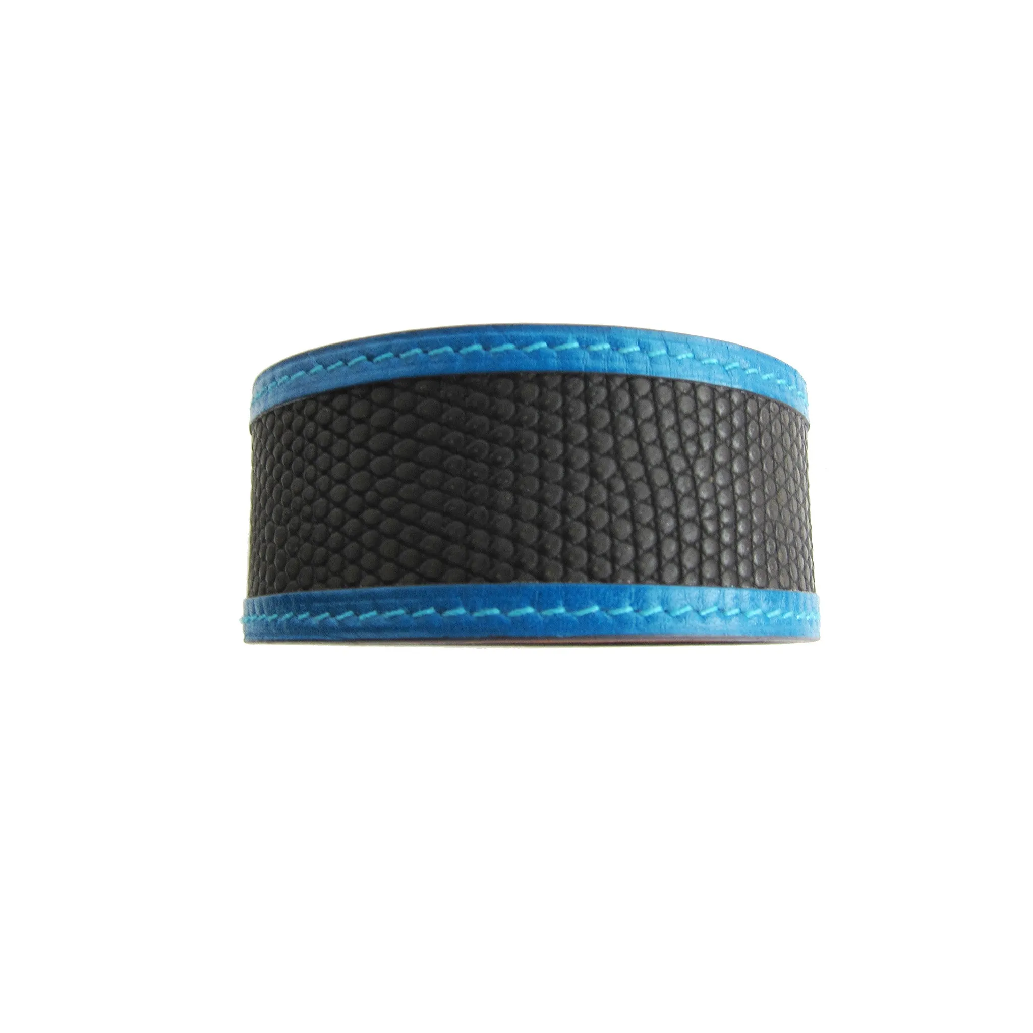 Hermes Black Blue Lizard Calf Leather Petit H Bracelet Cuff