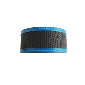 Hermes Black Blue Lizard Calf Leather Petit H Bracelet Cuff