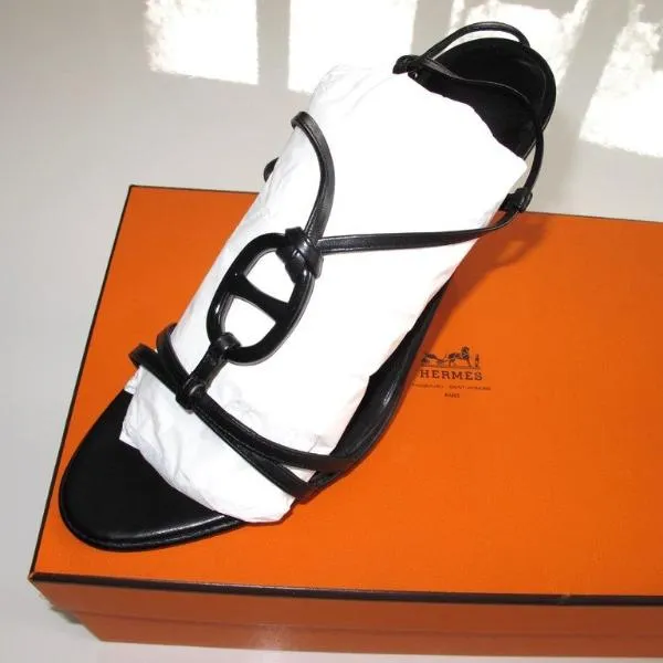 Hermes Black/Black Kymera Sandals Women Shoes Sz38, BNIB!