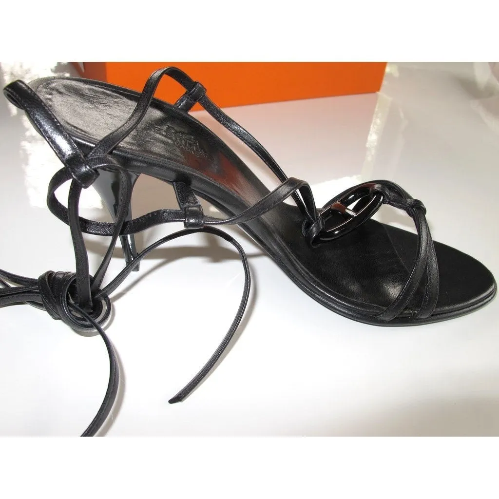 Hermes Black/Black Kymera Sandals Women Shoes Sz38, BNIB!