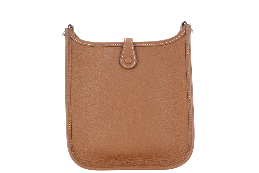 HERMES EVELYNE TPM GOLD CLEMENCE LEATHER SILVER HARDWARE STAMP U (YEAR 2022) WITH STRAPS, DUST COVER AND BOX