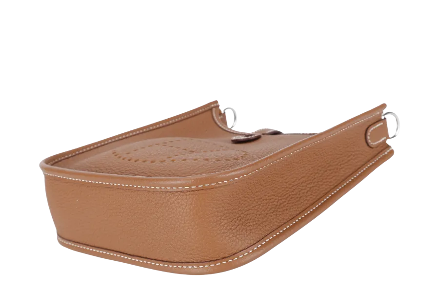 HERMES EVELYNE TPM GOLD CLEMENCE LEATHER SILVER HARDWARE STAMP U (YEAR 2022) WITH STRAPS, DUST COVER AND BOX