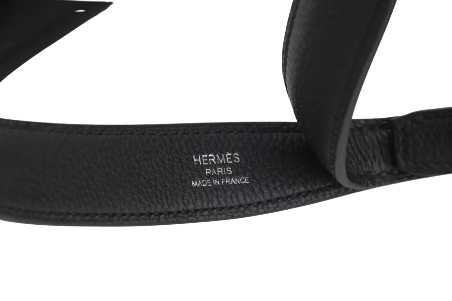 HERMES POCHETTE KELLY DEPECHES 25 (STAMP W) BLACK TOGO BLACK HARDWARE  WITH DUST COVER & BOX