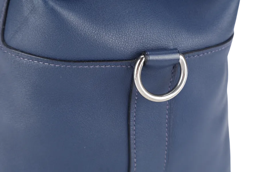 HERMES TOOLBOX 26 BLUE SAPHIRE SWIFT LEATHER STAMP Q (YEAR 2013) SILVER HARDWARE WITH KEYS LOCK , STRAPS AND DUST COVER
