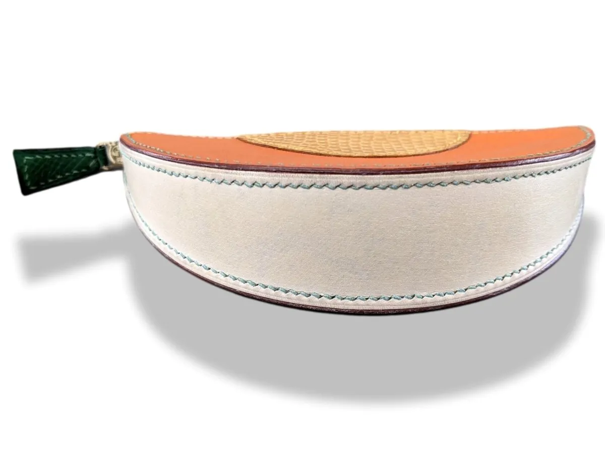 Hermes Vintage Orange Chevre/Mais Lizard MELON Fruit Zipped Wallet Coin Purse