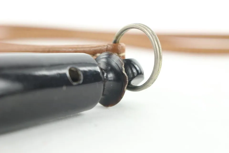 Hermès Black x Brown Wooden Dog Whistle 280her217