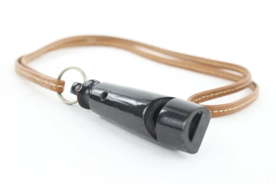 Hermès Black x Brown Wooden Dog Whistle 280her217