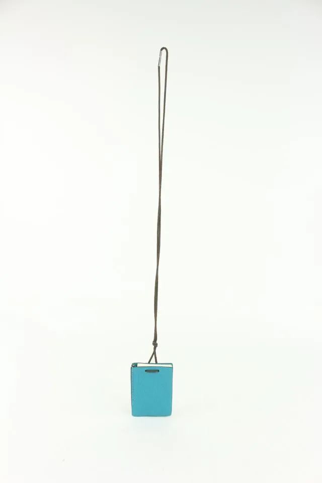 Hermès Blue Chevre Mini Note Cards with  925 Silver Pencil 1012h27