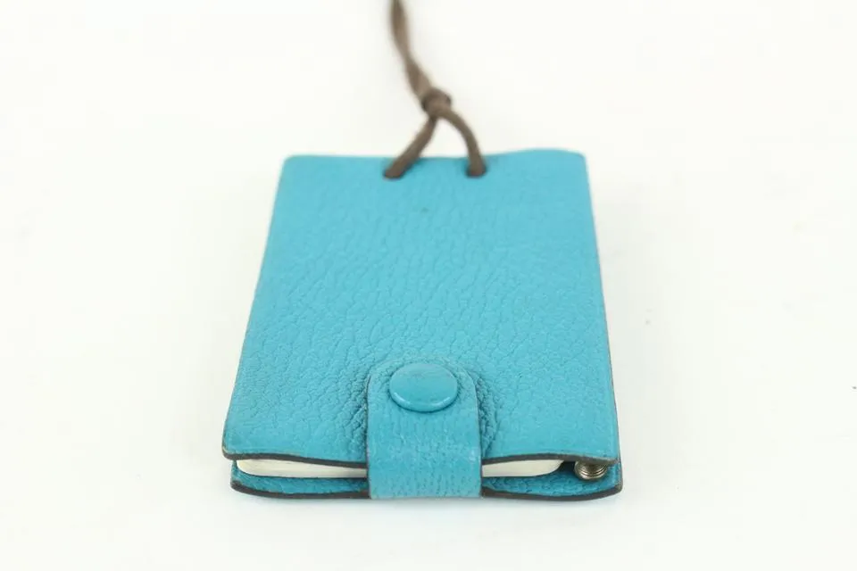 Hermès Blue Chevre Mini Note Cards with  925 Silver Pencil 1012h27
