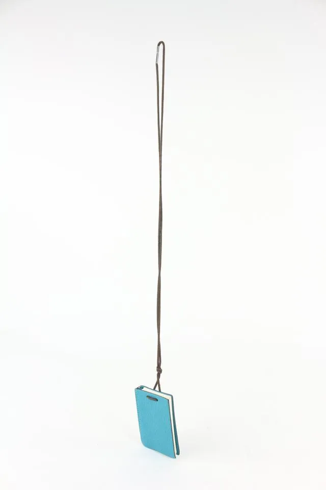 Hermès Blue Chevre Mini Note Cards with  925 Silver Pencil 1012h27