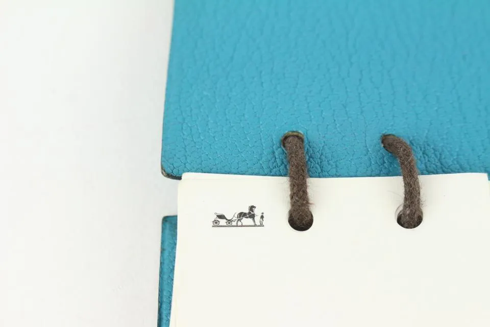 Hermès Blue Chevre Mini Note Cards with  925 Silver Pencil 1012h27