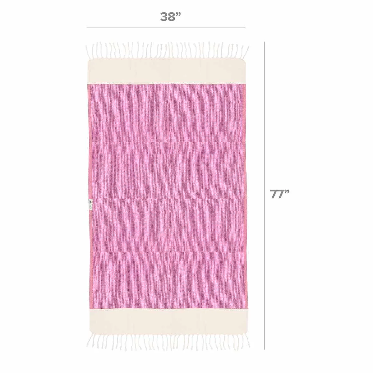 Herringbone Turkish Towel & Peshtemal Beach Towel - Fuscia