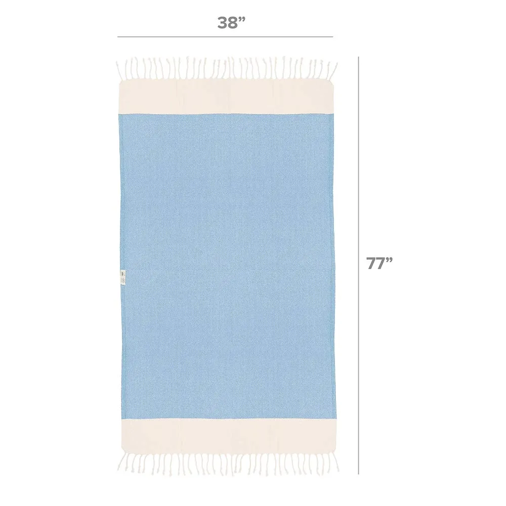 Herringbone Turkish Towel & Peshtemal Beach Towel - Turquoise
