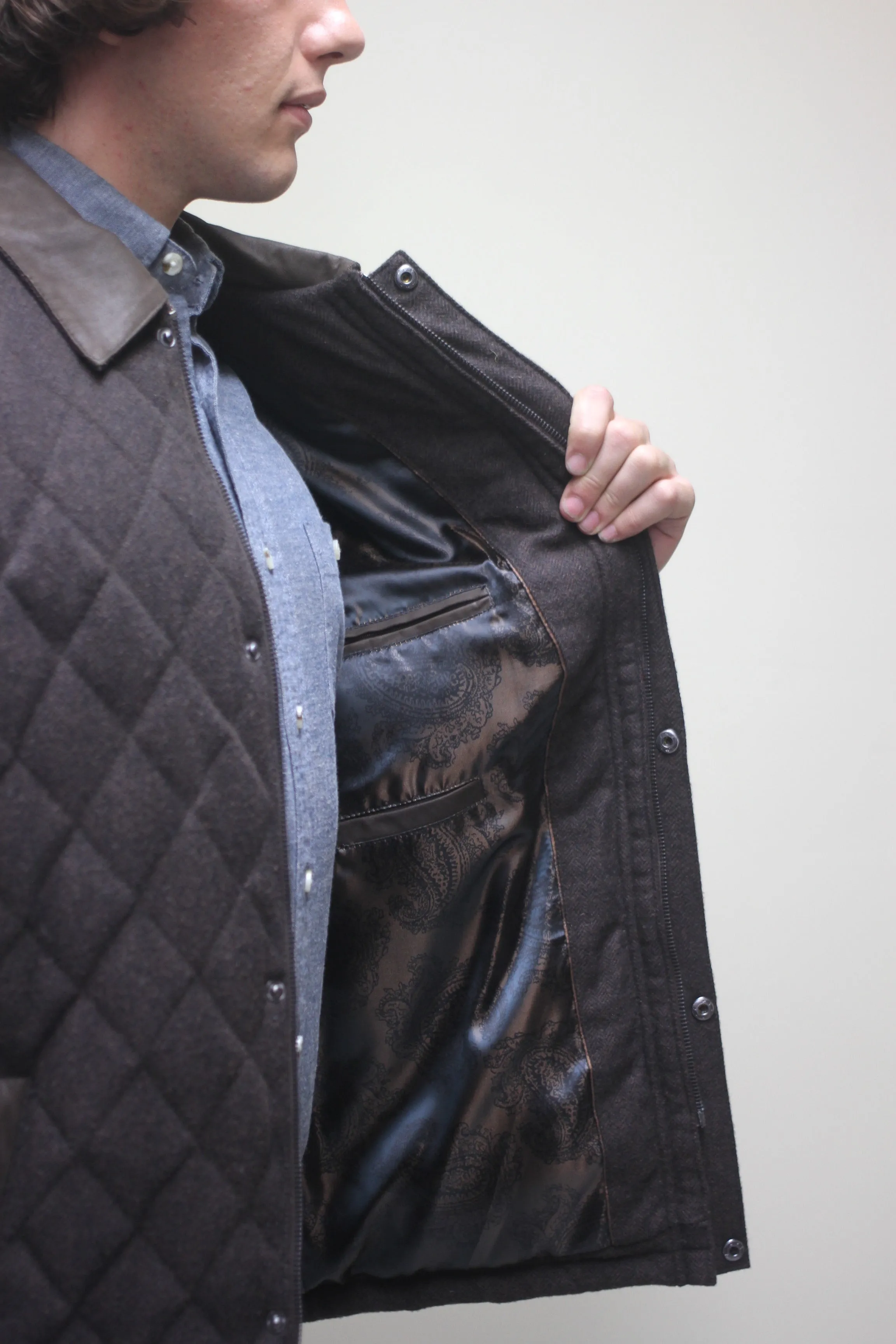 Herringbone Wool Car Coat