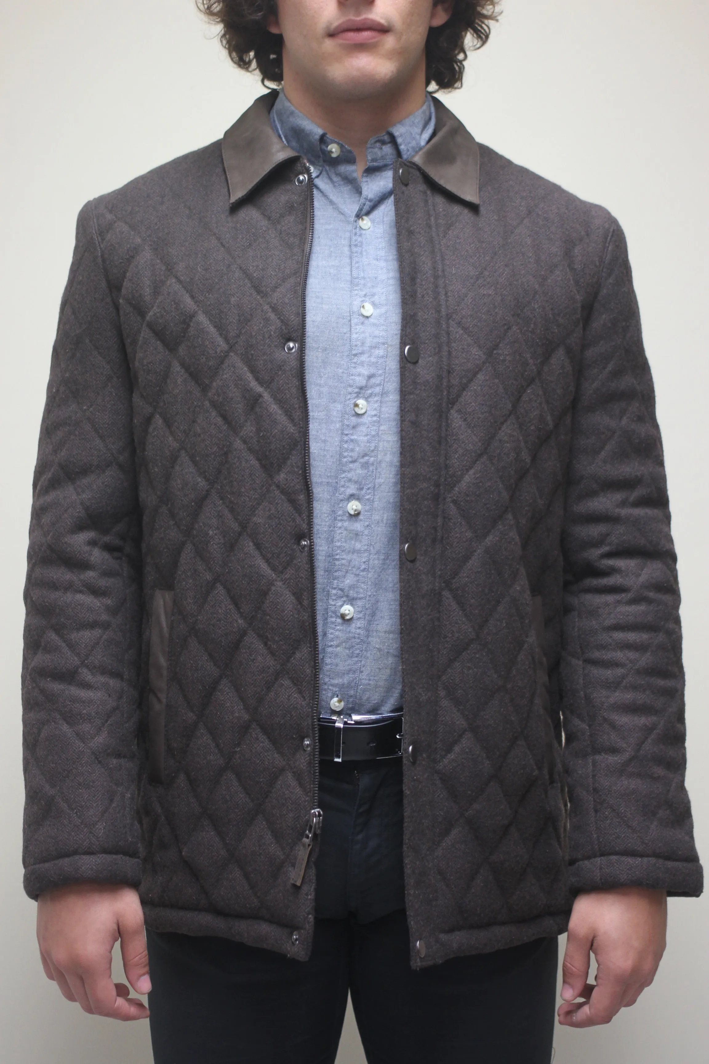 Herringbone Wool Car Coat