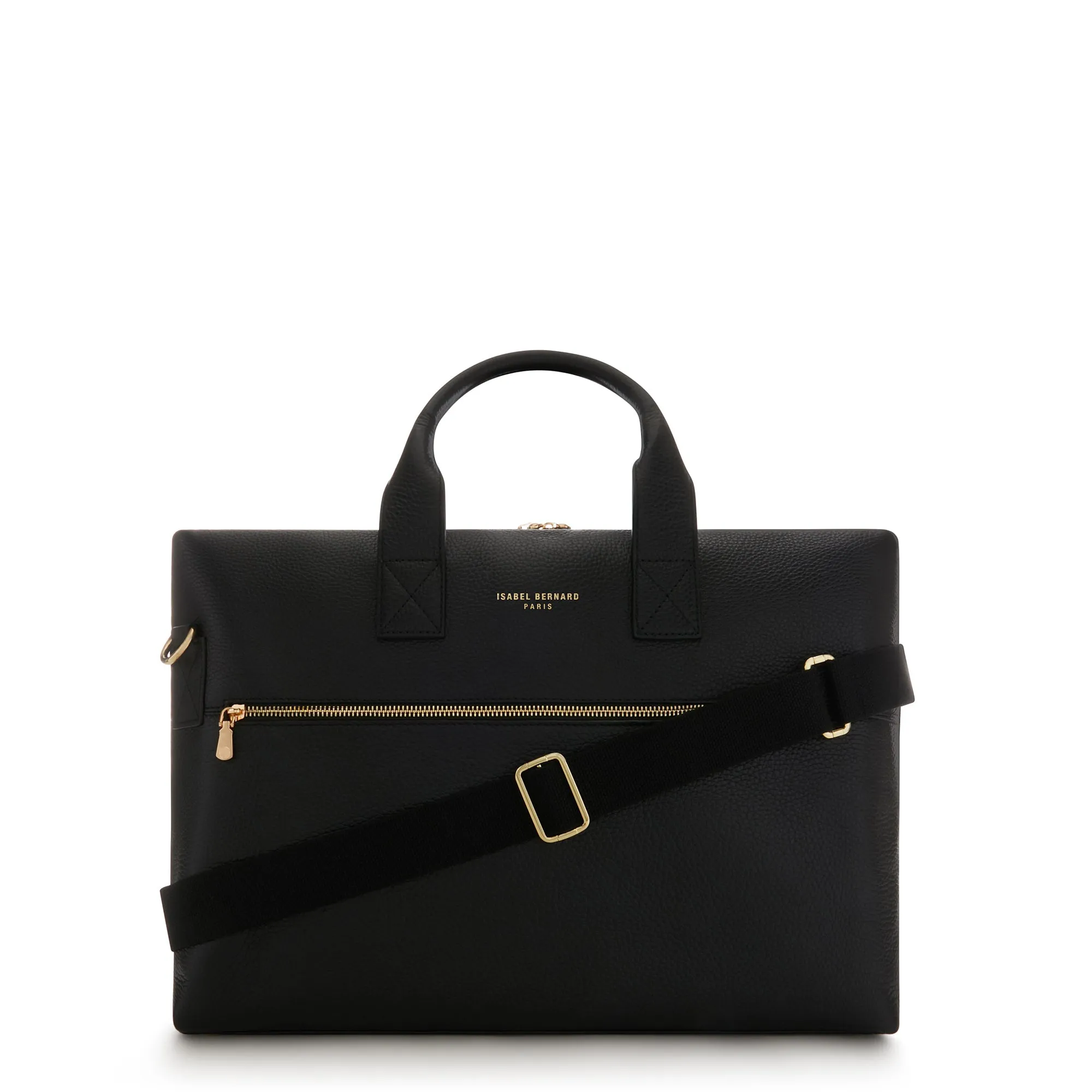 Honoré Anique black calfskin leather handbag with 16.4 inch laptop compartment