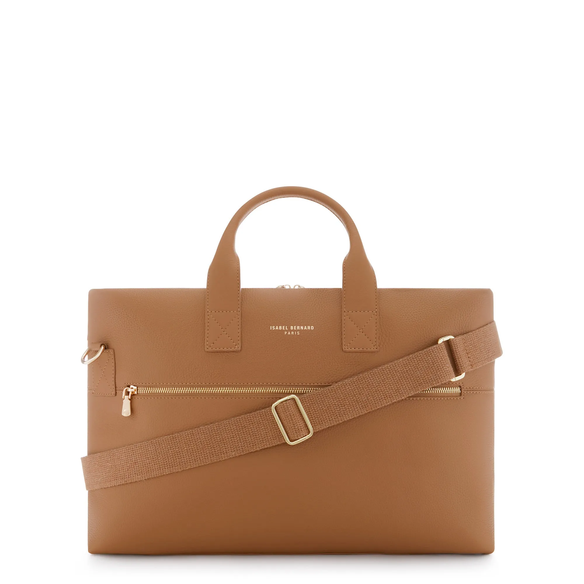 Honoré Anique camel calfskin leather handbag with 16.4 inch laptop compartment
