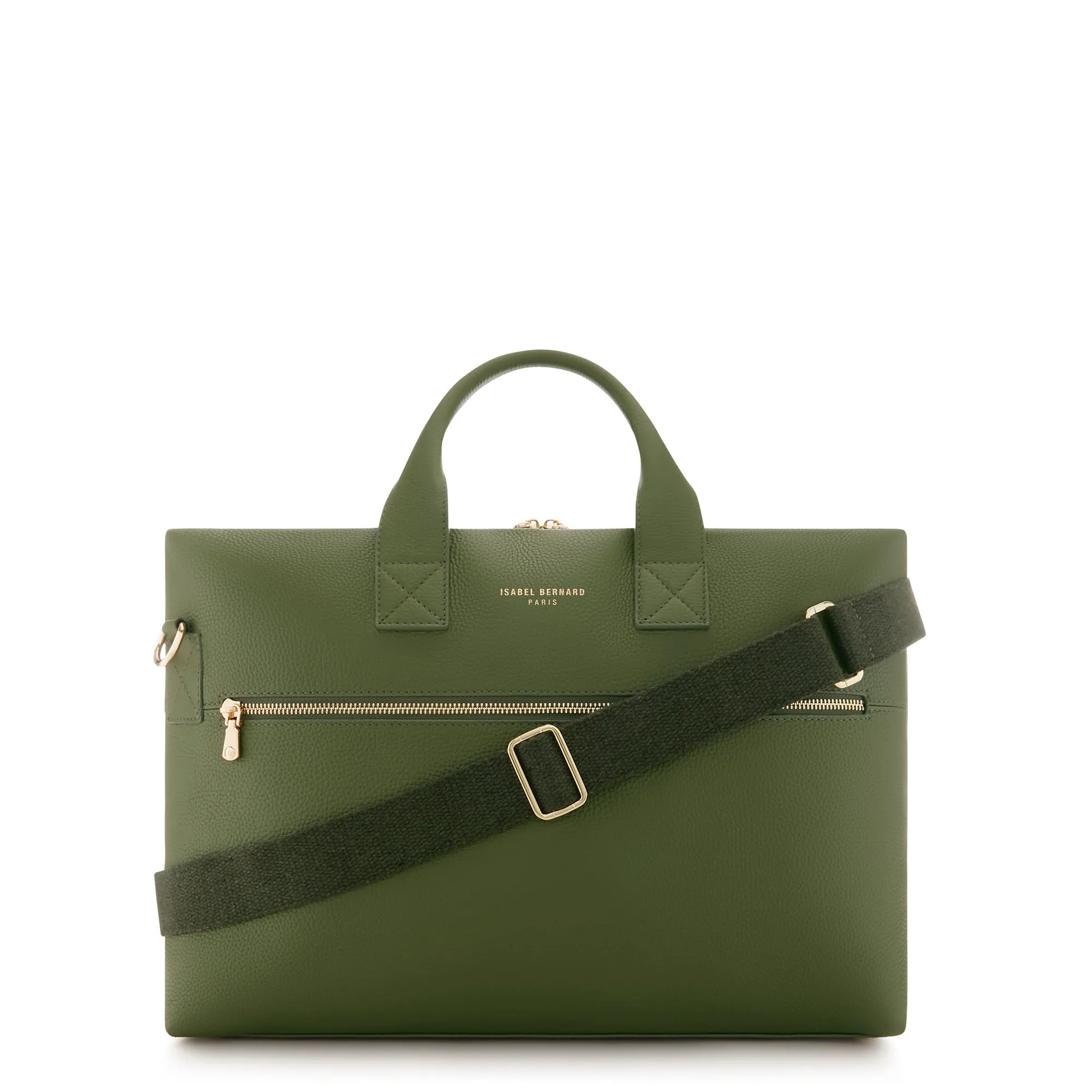 Honoré Anique green calfskin leather handbag with 16.4 inch laptop compartment