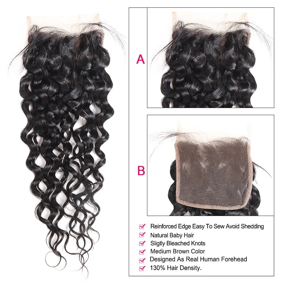 Indian Water Wave 4"x4" Lace Closure