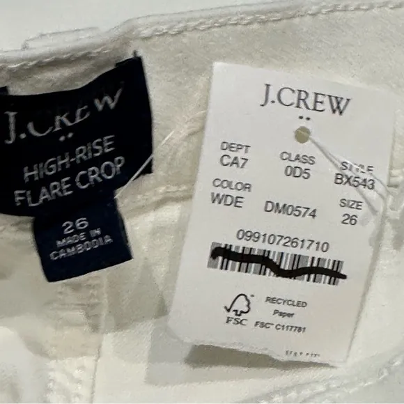 J. Crew Factory Flare crop high-rise white jean in signature stretch Size 26