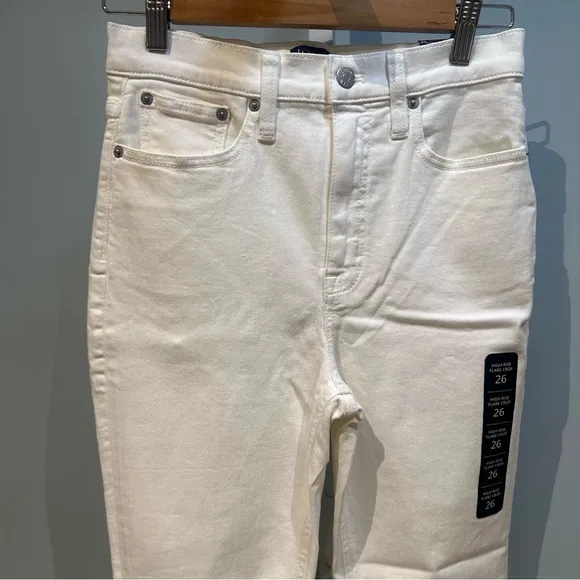 J. Crew Factory Flare crop high-rise white jean in signature stretch Size 26