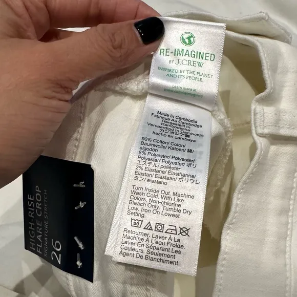 J. Crew Factory Flare crop high-rise white jean in signature stretch Size 26