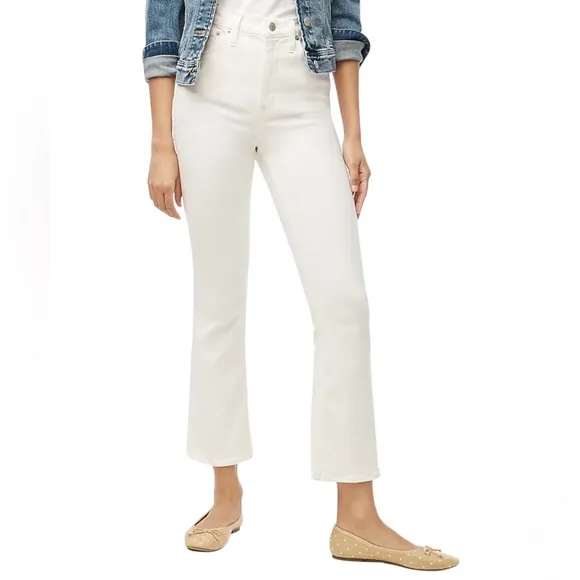 J. Crew Factory Flare crop high-rise white jean in signature stretch Size 26