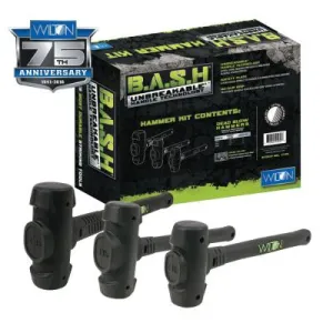 JPW Industries B.A.S.H Dead Blow Hammer Kit, 3 1/4 lb; 4 1/4 lb; 5 1/2 lb, Rubber/Steel, 11113
