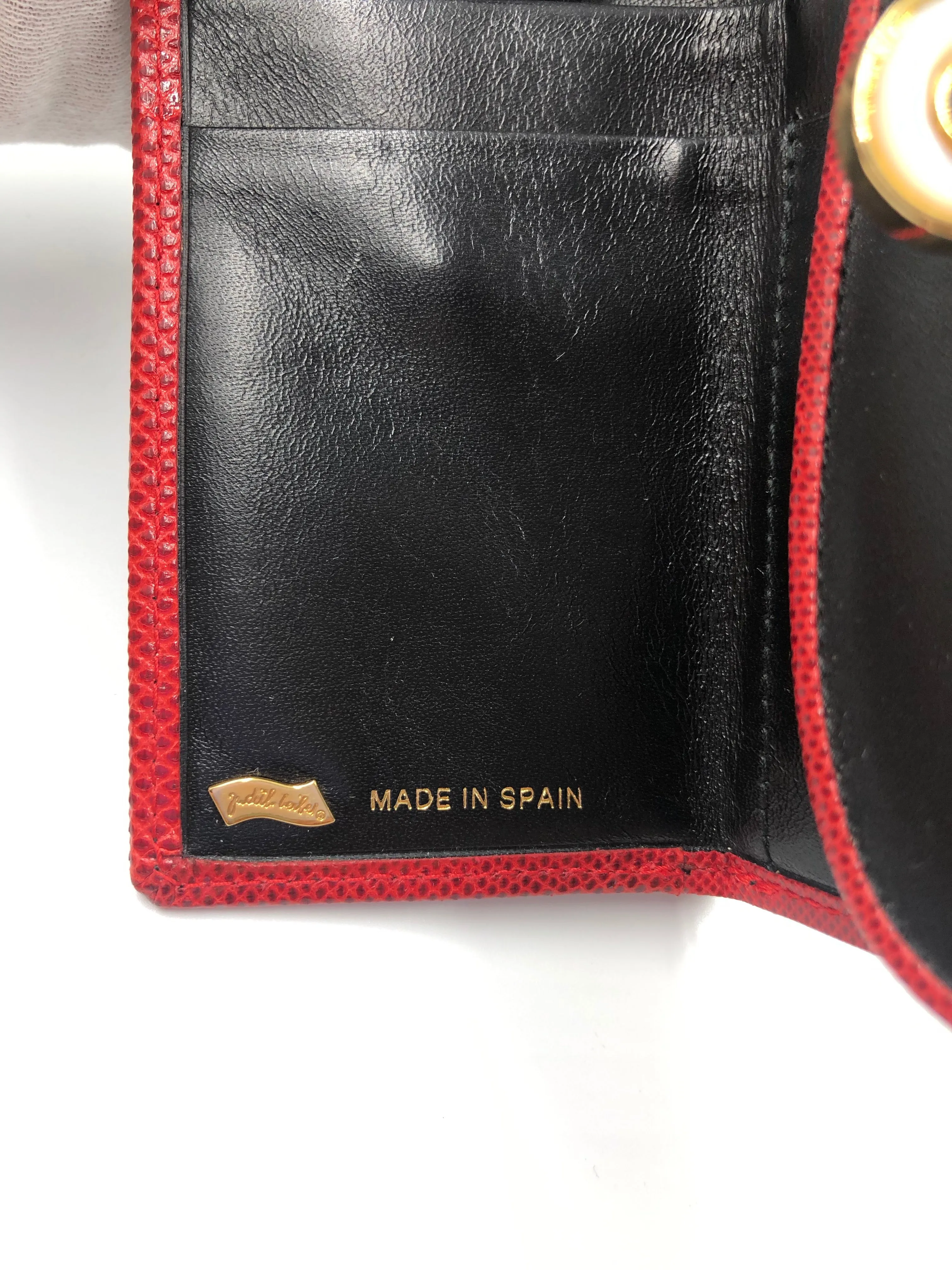 Judith Lieber Black Wallet with  Red Trim
