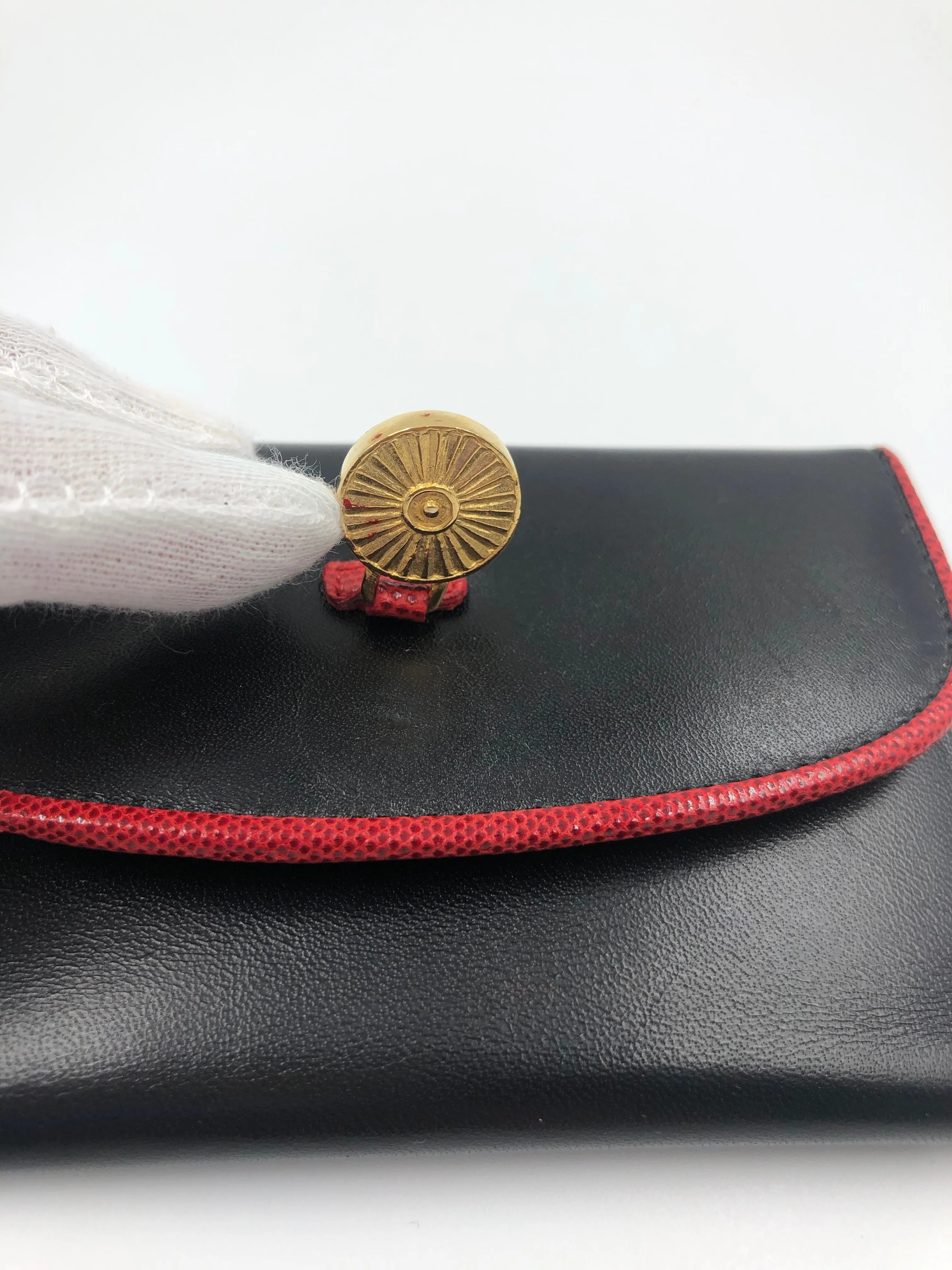 Judith Lieber Black Wallet with  Red Trim