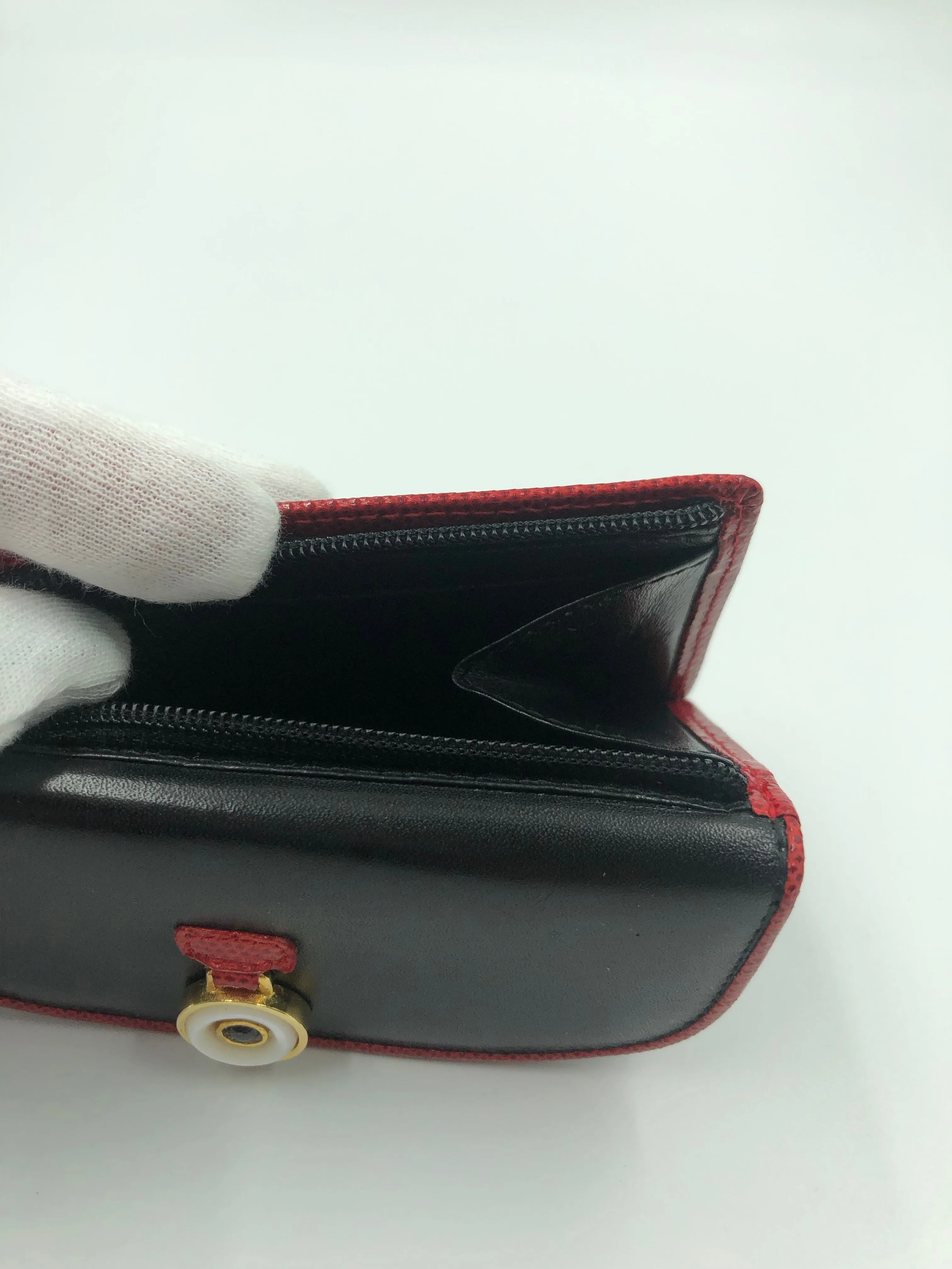 Judith Lieber Black Wallet with  Red Trim
