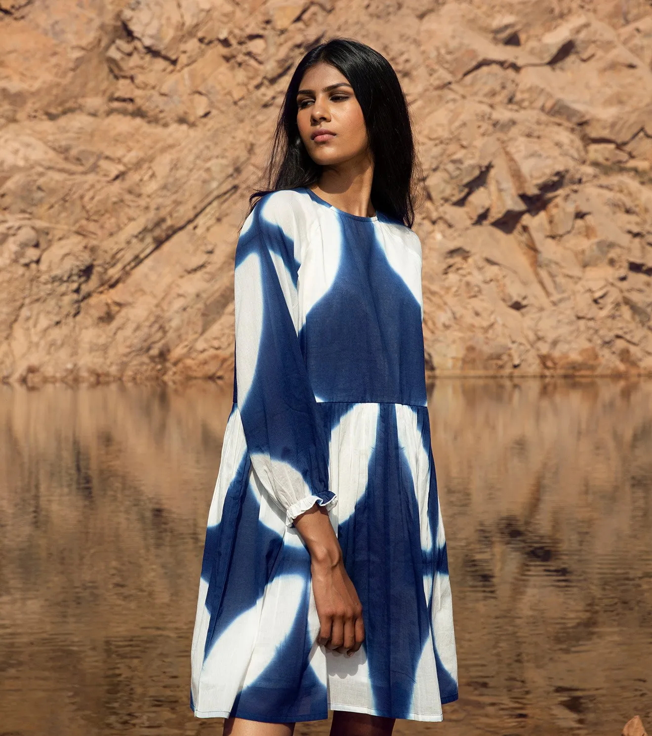 Khara Kapas   I   KharaKapas I Shibori Blue & White Tent Dress  I  32 Days Of Summer