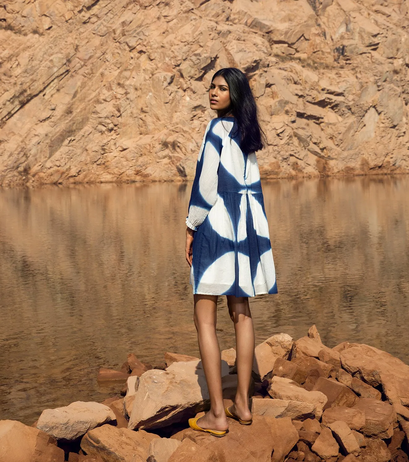 Khara Kapas   I   KharaKapas I Shibori Blue & White Tent Dress  I  32 Days Of Summer