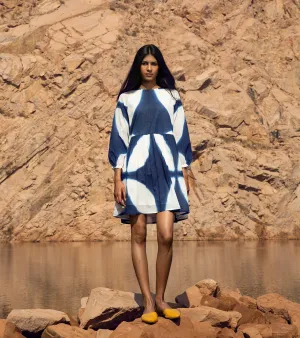 Khara Kapas   I   KharaKapas I Shibori Blue & White Tent Dress  I  32 Days Of Summer