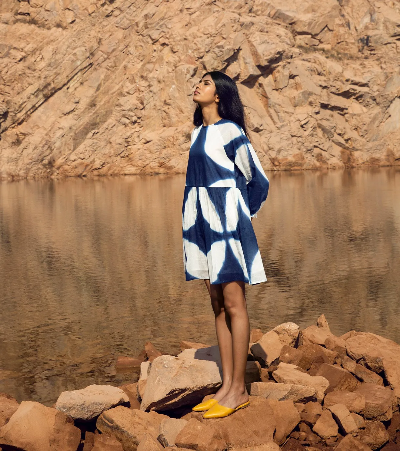 Khara Kapas   I   KharaKapas I Shibori Blue & White Tent Dress  I  32 Days Of Summer