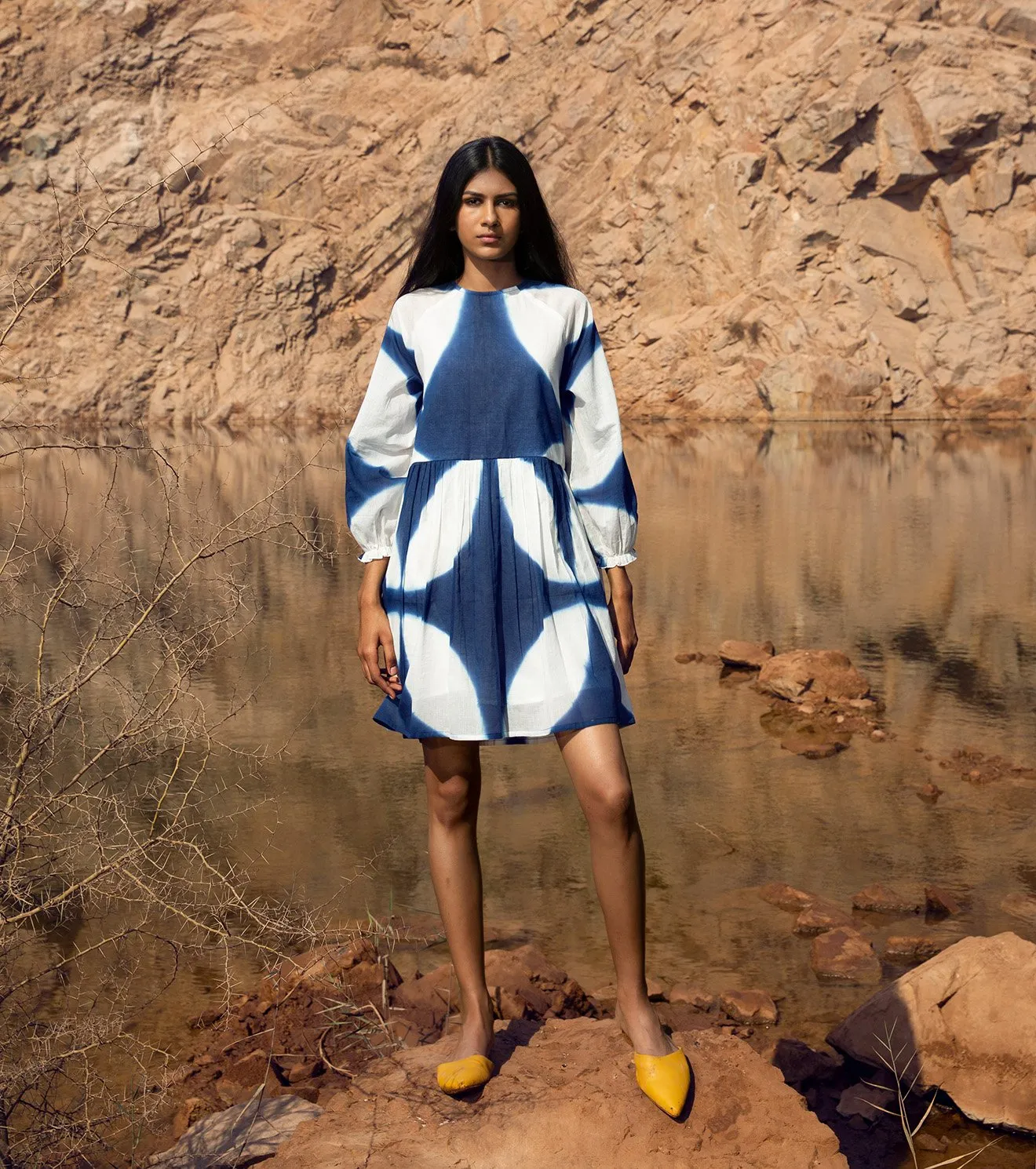 Khara Kapas   I   KharaKapas I Shibori Blue & White Tent Dress  I  32 Days Of Summer