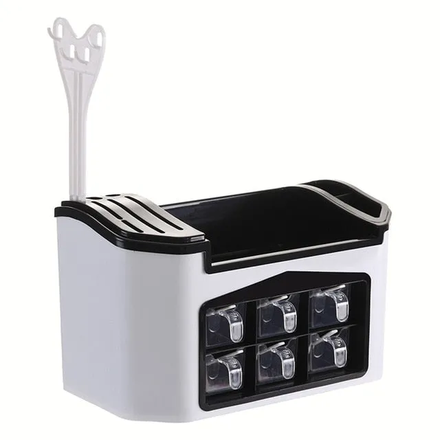 Kitchen Shelf Plastic Multifunctional Multiple Compartments Racks Seasoning Box Storage Shelf  Seasoning Storage Box tool home