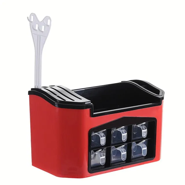 Kitchen Shelf Plastic Multifunctional Multiple Compartments Racks Seasoning Box Storage Shelf  Seasoning Storage Box tool home