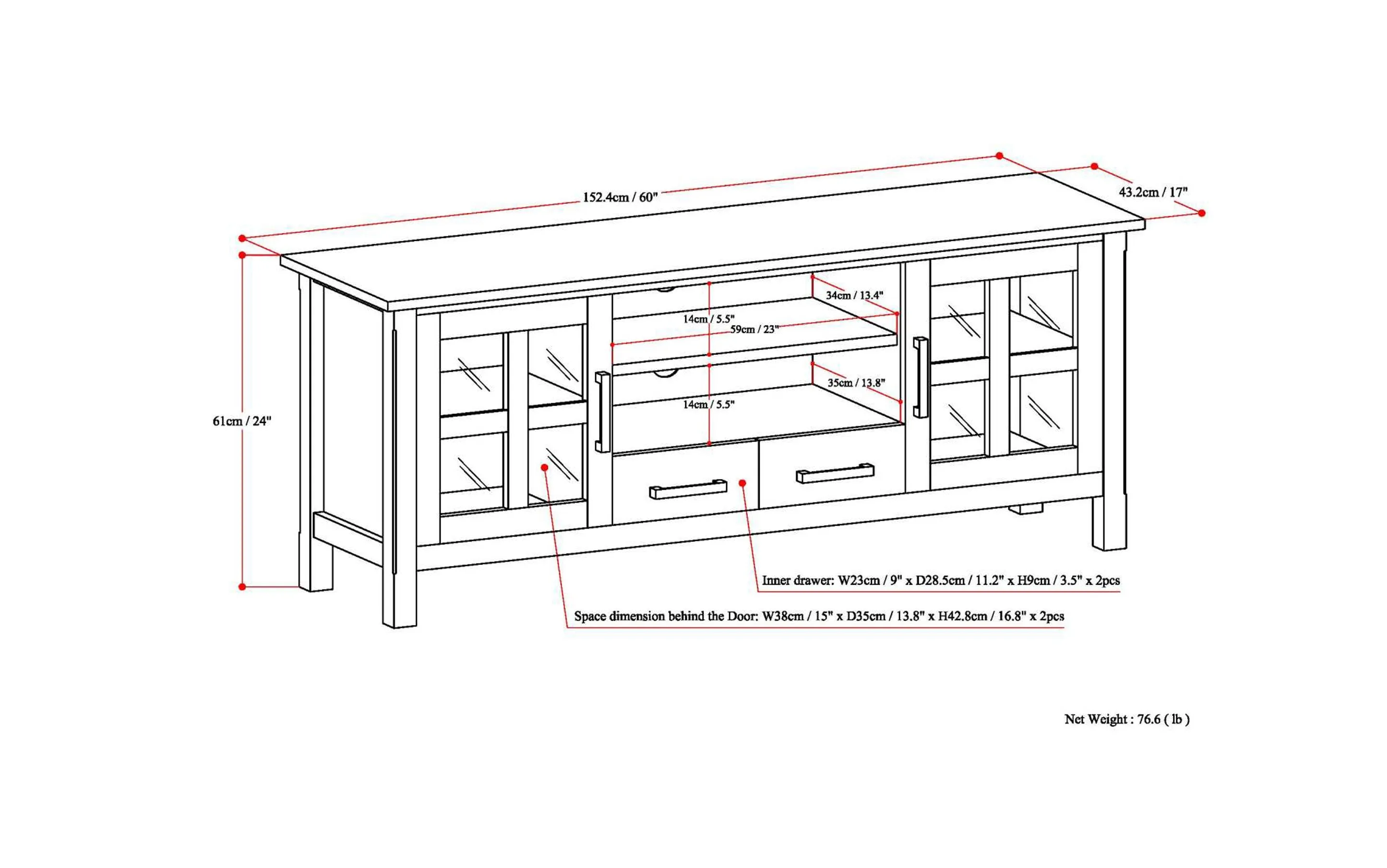Kitchener 60 inch TV Stand