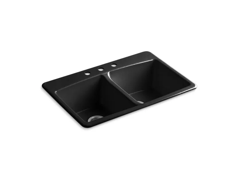 KOHLER K-5846-3 Brookfield 33" x 22" x 9-5/8" top-mount double-equal kitchen sink