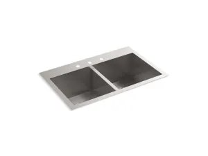 KOHLER K-80167-3-NA Vault 30-1/2" x 20" Top-mount/undermount double-equal bowl kitchen sink with 3 faucet holes