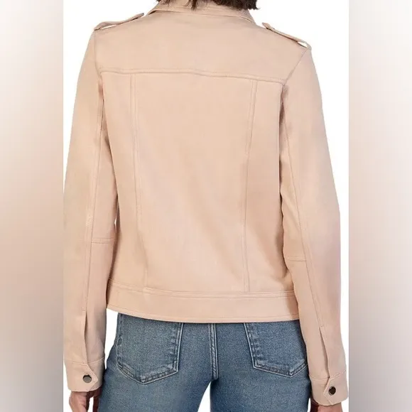 KUT from the Kloth Alena Hidden Zipper‎ Trucker Jacket L Powder Pink NWOT gift