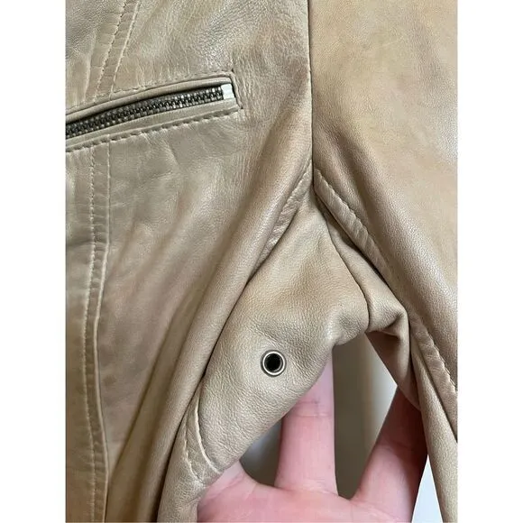La Marque Sandra Leather Moto Jacket light beige size S