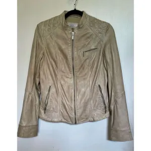 La Marque Sandra Leather Moto Jacket light beige size S