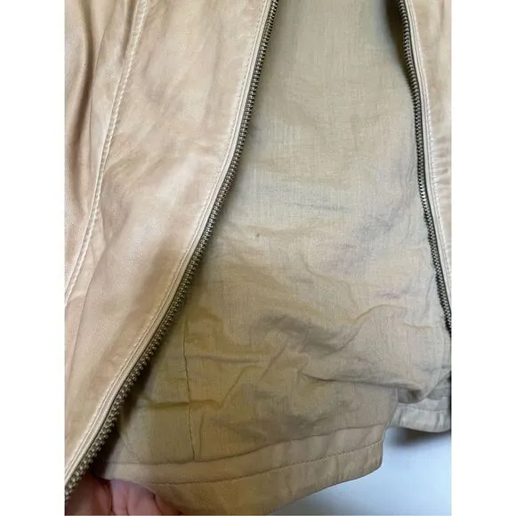 La Marque Sandra Leather Moto Jacket light beige size S